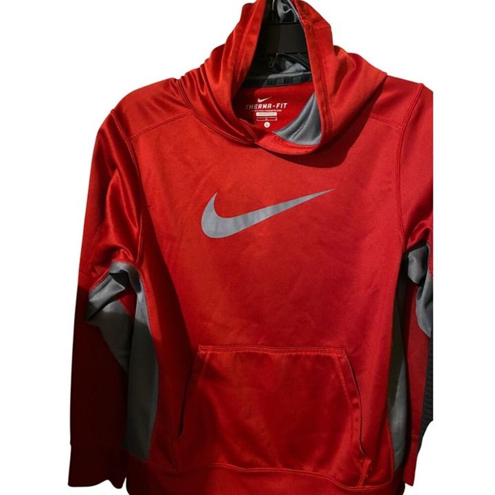 Nike Therma-Fit Red Hoodie & Old Navy Active Gray Zip-Up Hoodie Lg Set 10/12